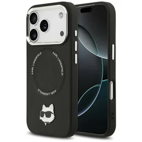 Karl Lagerfeld Choupette Pin Magnētiskais viedtālruņa apvalks iPhone 17 Pro Max - melns