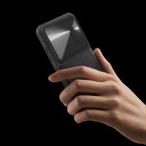 Nillkin CamShield Leather S viedtālruņa apvalks Samsung Galaxy S23+ ar kameras vāciņu melns