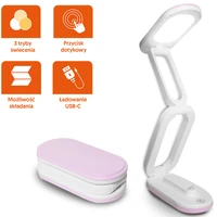 Saliekama LED galda lampa 10W, 3000/4500/6000K, 1200mAh, rozā, LTC