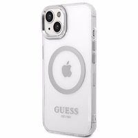 Guess GUHMP14MHTRMS iPhone 14 Plus 6.7" sudrabains/sudrabains cietais apvalks Metāla kontūra Magnētiskais
