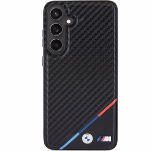 BMW Carbon Tricolor Line MagSafe maciņš Samsung Galaxy S24+ melns