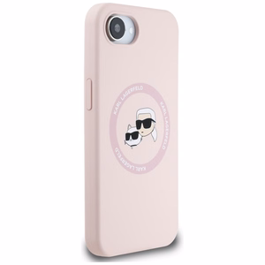 Karl Lagerfeld silikona Karl&Choupette galvu Magnētiskais viedtālruņa apvalks iPhone 16e - rozā