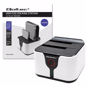 Qoltec 50309 HDD/SSD 2.5" 3.5" Dokstacija SATA III USB 3.0 5Gb/s Klonēšana