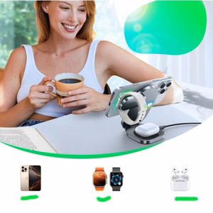Bezvadu lādētājs Joyroom JR-W17 3in1 melns 15W Qi2 (iPhone / Apple Watch / Airpods)