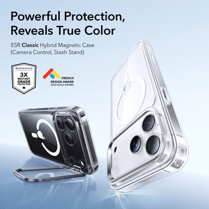 ESR Classic Hybrid Kickstand Magnētiskais viedtālruņa apvalks iPhone 17 Pro - caurspīdīgs