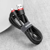 Baseus Cafule Cable izturīgs neilona kabelis USB / USB-C QC3.0 2A 3M melns-sarkans (CATKLF-U91)