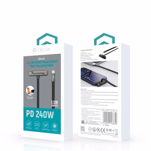 USB-C–USB-C kabelis Devia Ultra6 ar statīvu, 1,5 m, 240 W
