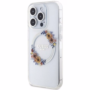 Guess IML Ziedu vainags Magnētiskais apvalks iPhone 15 Pro - caurspīdīgs
