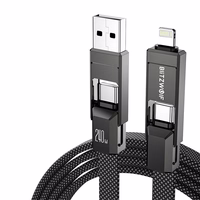 Blitzwolf BW-HDC7 4-in-1 USB+C+Zibens kabelis 240W 1,2 m (melns)