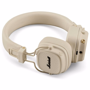 Bezvadu uz ausīm liekamas Bluetooth austiņas Marshall Major V, krēmkrāsas
