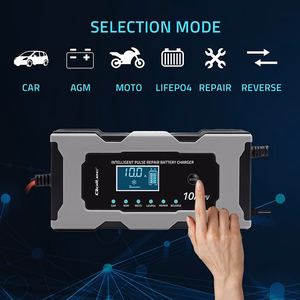 Rectifier with repair function for AGM GEL LiFePO4 battery LCD (Qoltec 52493 Charger 12V 10A)