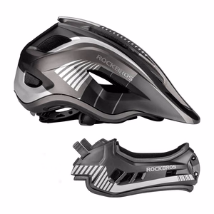 Rockbros TT-32SBTG-S bērnu velosipēda ķivere ar noņemamu zoda aizsargu, izmērs S - pelēka