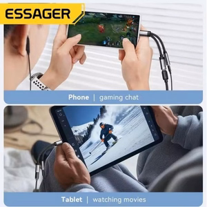 Adapteris Essager Dual String2 melns (In: Male Type-C / Out: Female 2xType-C)