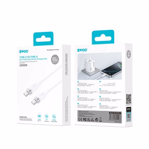 BWOO 65W kabelis USB-C - USB-C 1m balts