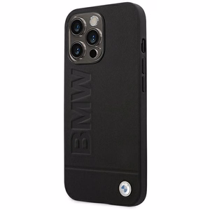 BMW Leather Stamp macins priekš iPhone 14 Pro - Melns