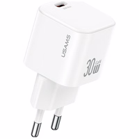 Tīkla lādētājs USAMS JO Series CC262 30W USB-C + USB-C/Lightning kabelis 1m balts