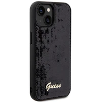 Guess Sequin Script Metal viedtālruņa apvalks iPhone 14 / 15 / 13 - melns