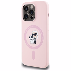 Karl Lagerfeld silikona Karl&Choupette Magnētiskais viedtālruņa apvalks iPhone 14 Pro Max - rozā