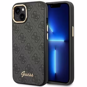 Guess GUHCP14SHG4SHK iPhone 14 6.1 "melns / melns cietais apvalks 4G Vintage Gold Logo