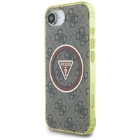 Guess IML Metal Glitter 4G Circle Triangle magnētiskais viedtālruņa apvalks iPhone 16e - brūns