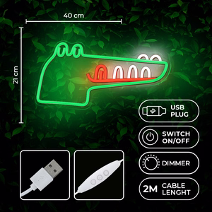 Neon PLEXI LED JURASSIC CROC zaļš FLNJ03 Forever Light