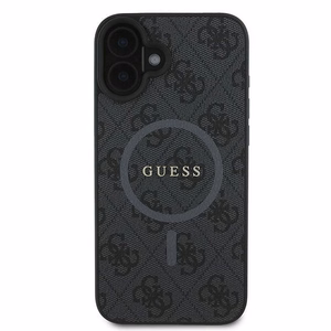 Guess 4G gredzens klasiskā logotipa magnētiskais viedtālruņa apvalks iPhone 16 Plus - melns