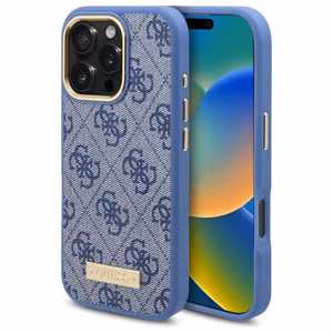 Guess 4G Logo Plate MagSafe Case for iPhone 16 Pro Max - Blue