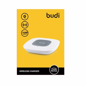 Budi BDG3A2000W Qi sertificēts bezvadu uzlādes paliktnis, balts un pelēks