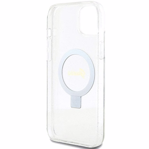 Guess GUHMP15MHRSGSD iPhone 15 Plus / 14 Plus 6.7" caurspīdīgs/caurspīdīgs cietais apvalks Gredzena Statīvs Script Glitter Magnētiskais