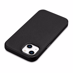 iCarer Litchi Premium ādas viedtālruņa apvalks iPhone 14 Plus Magnētiskais ādas apvalks ar MagSafe Melns (WMI14220711-BK)