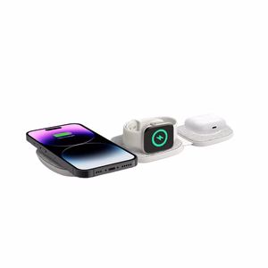 Tech-Protect QI15W-A32 3 vienā indukcijas lādētājs ar MagSafe viedtālrunim / Apple Watch / AirPods - pelēks