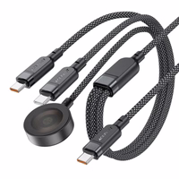 Acefast C6-11 USB-C 3in1 kabelis - 2x USB-C / Qi 480Mb/s 100W 1,2 m - melns