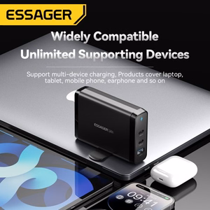 Lādētājs Essager Peak 2 Melns 140W (2xPD / QC3.0)