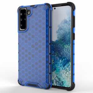 Honeycomb Case armor cover with TPU Bumper for Samsung Galaxy S21+ 5G (S21 Plus 5G) blue
