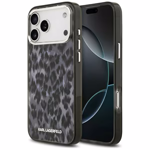 Karl Lagerfeld IML Leoparda raksts Magnētiskais viedtālruņa apvalks iPhone 17 Pro Max - melns