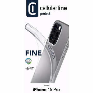 Cellularline Fine vāciņš ierīcei iPhone 15 Pro, caurspīdīgs