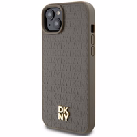 DKNY Ādas raksts metāla logotips Magnētiskais viedtālruņa apvalks iPhone 15 / 14 / 13 - brūna