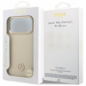 Guess Grained Strass Logo MagSafe чехол iPhone 17 Pro Max бежевый