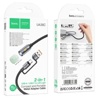 Kabelis USB A / USB C uz LED gaismu Hoco 0,3 m UA38C melns
