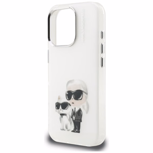 Karl Lagerfeld IML Aquarelle Karl & Choupette & Logo macins iPhone 16 Pro Max - balts