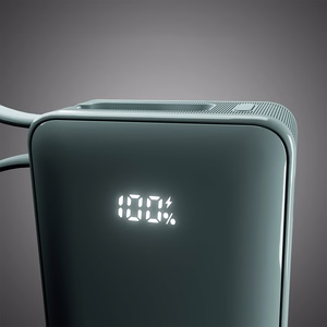 Внешний аккумулятор SBS 10000 mAh 20W со встроенным кабелем USB-C и цифровым дисплеем - серый