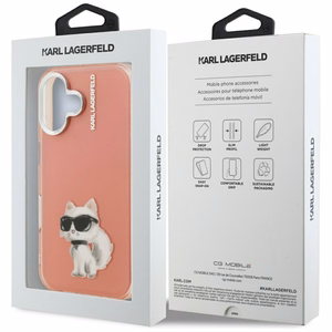 Karl Lagerfeld IML Aquarelle Choupette & Logo iPhone 16 macins - roza