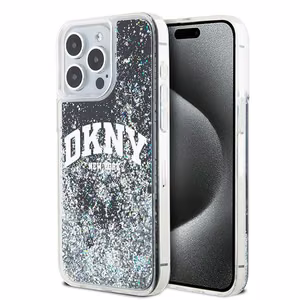 DKNY Liquid Glitter Big Logo viedtālruņa apvalks iPhone 13 Pro Max - melns