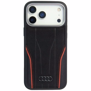 Audi R8 Genuine Leather MagSafe чехол iPhone 17 Pro Max - черный и красный