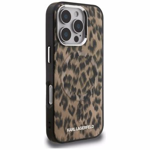 Karl Lagerfeld IML leoparda raksts magnētiskais apvalks iPhone 16 Pro Max - brūns