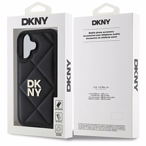 DKNY putuots Stack logotips apvalks iPhone 16 - melns
