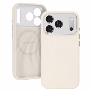 Liavec Silk Shield maciņš ar metāla kameras rāmi priekš Iphone 17 Pro bēšs
