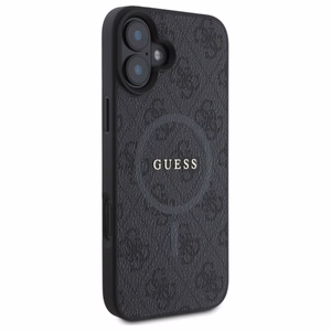 Viedtālruņa apvalks Guess 4G Gredzens Klasiskais Logotips MagSafe iPhone 16 - melns