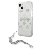 Guess GUHCP13SKPESI iPhone 13 mini 5.4" sudrabains cietais apvalks Peony Chain kolekcija
