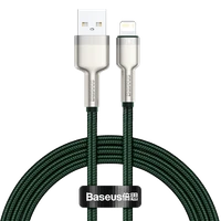 USB kabelis Lightning Baseus Cafule, 2.4A, 1m (zaļš)